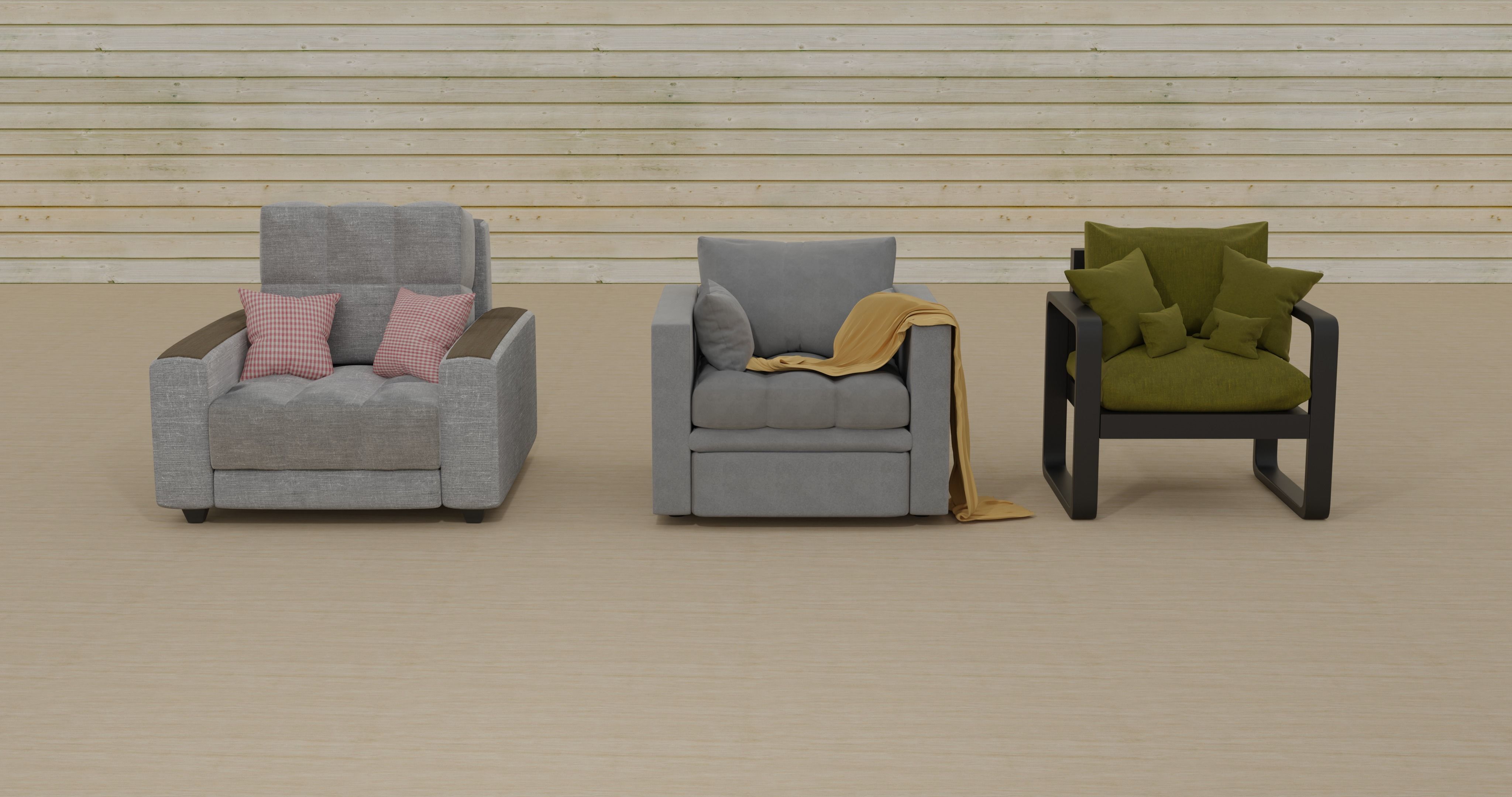 Collection of soft and comfortable armchairs 3D model_1