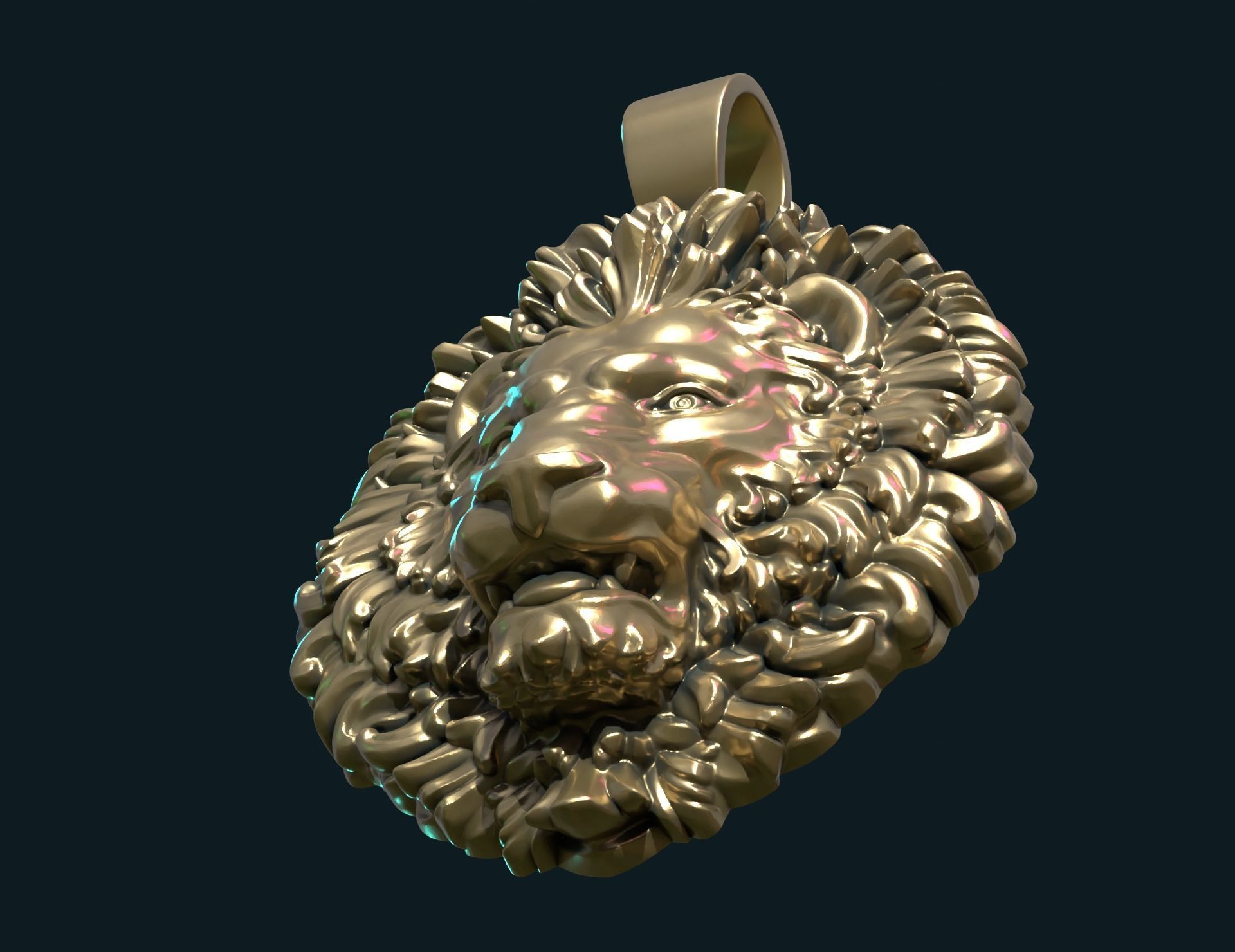 Lion Head Pendant 3D print model_6