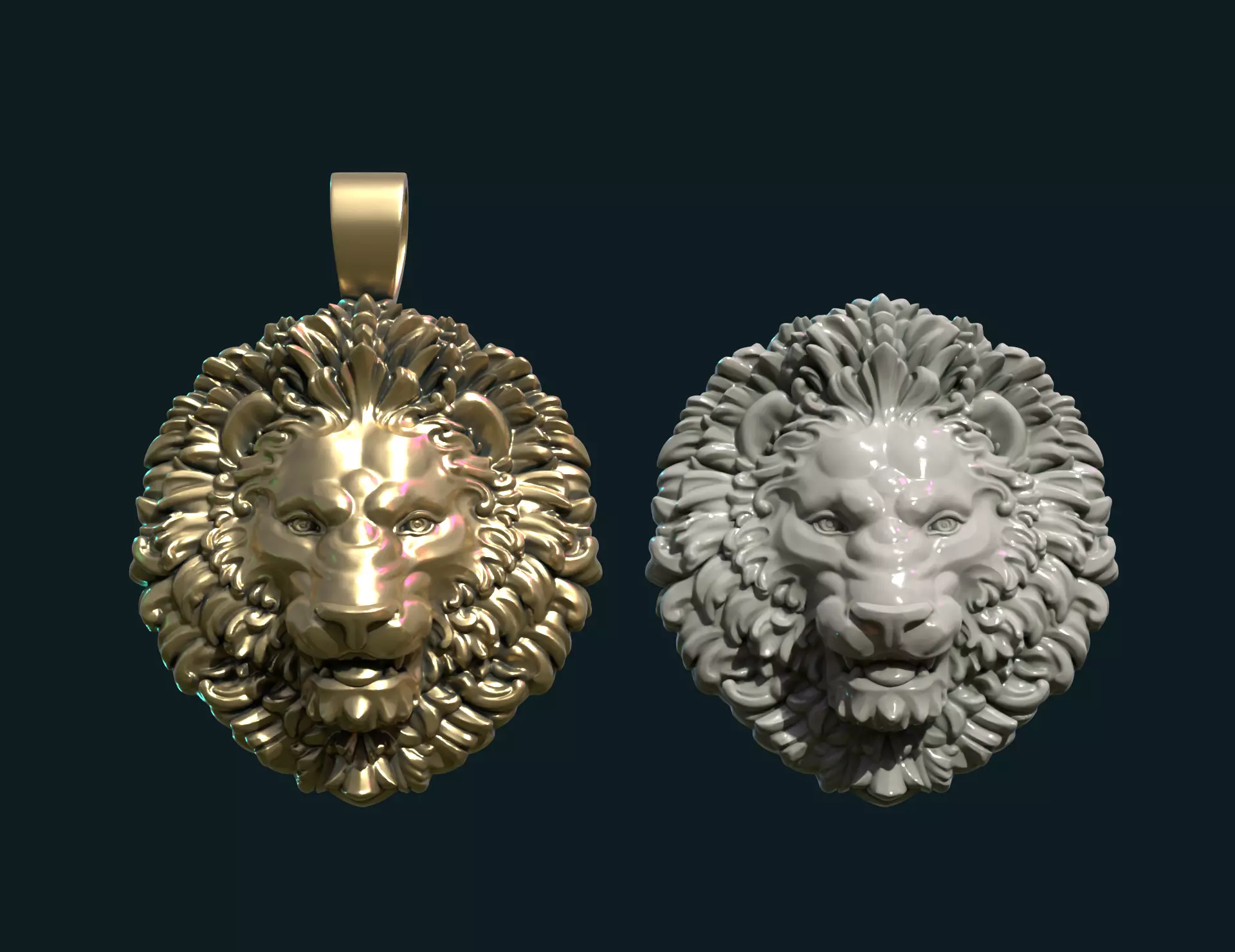 Lion Head Pendant 3D print model_0
