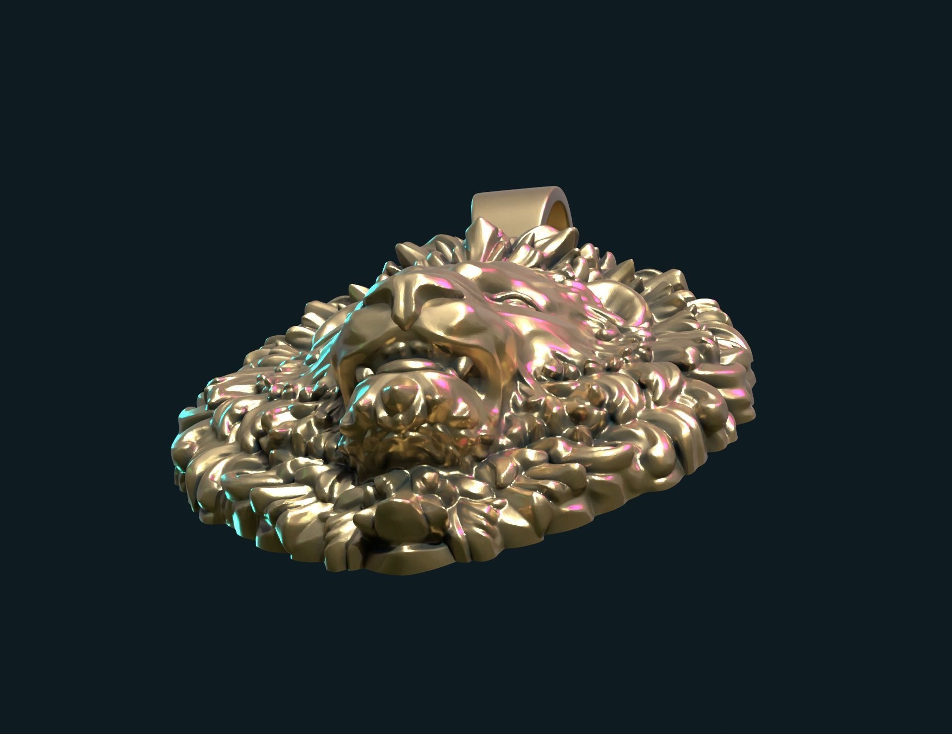 Lion Head Pendant 3D print model_5