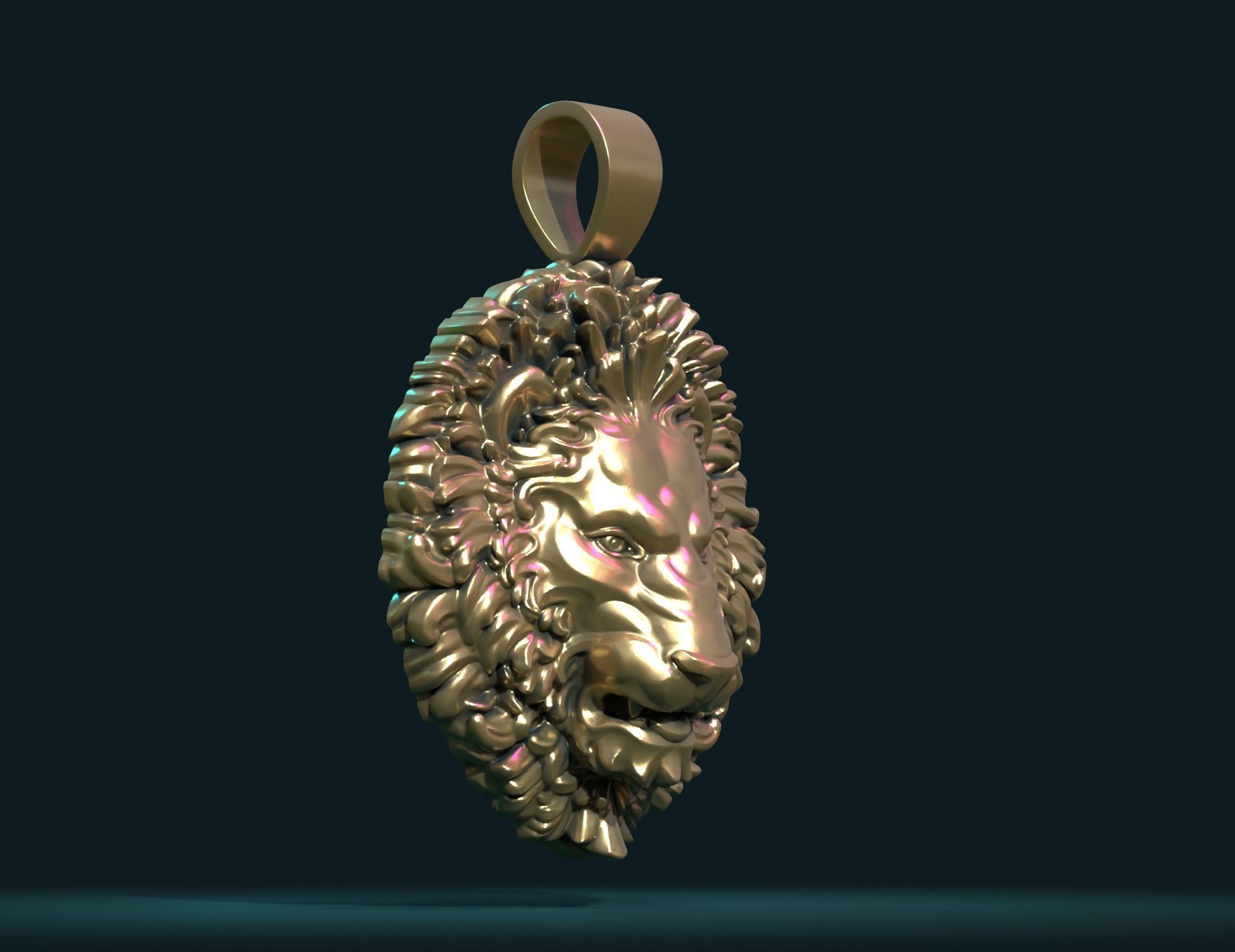 Lion Head Pendant 3D print model_3