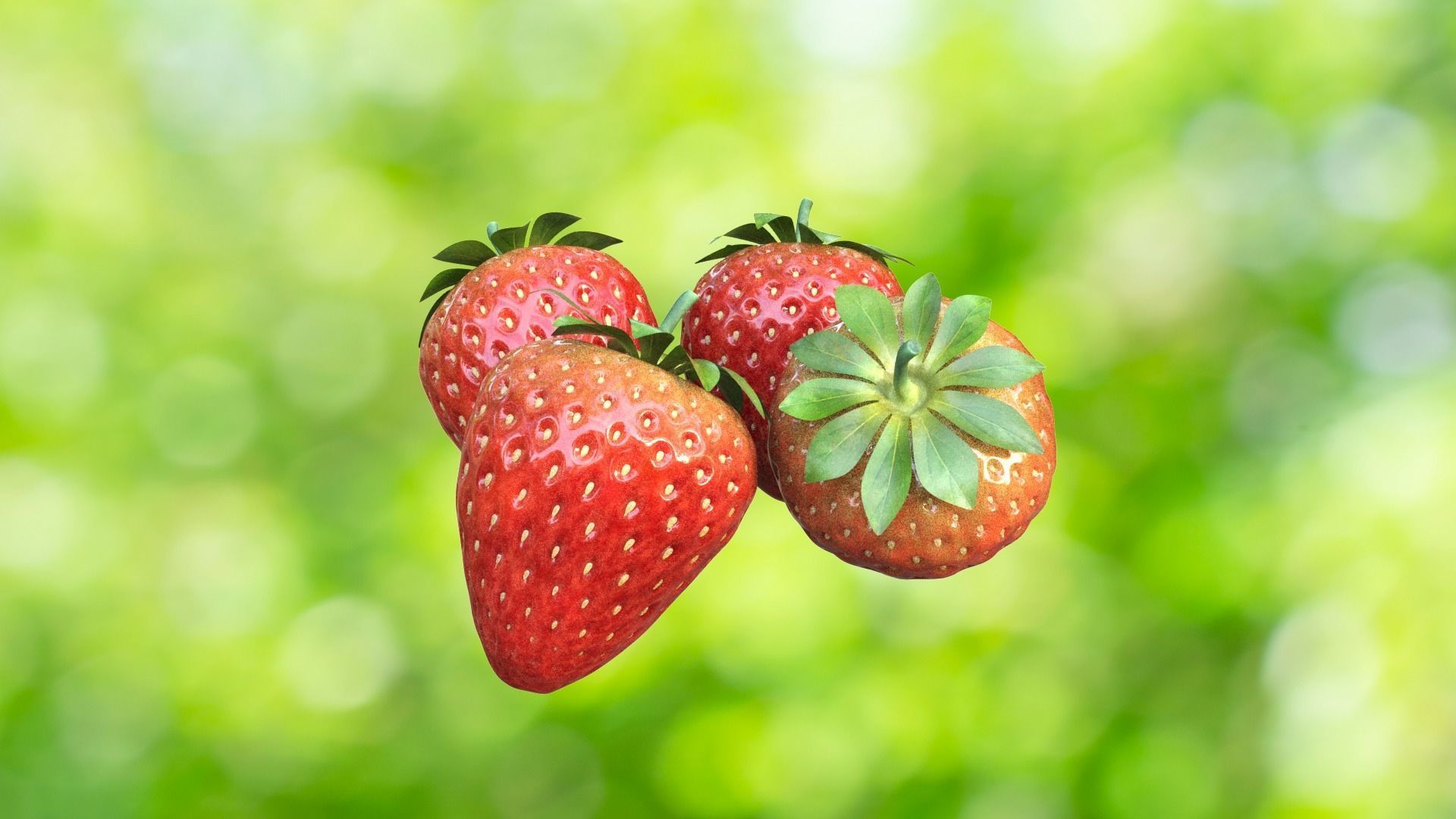 Strawberry three strawberries 3D model_1