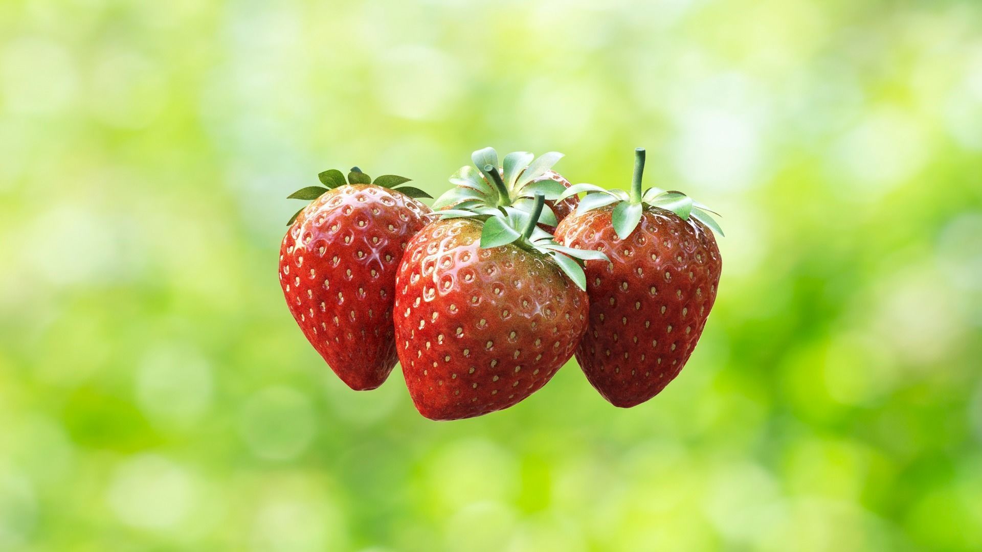 Strawberry three strawberries 3D model_3