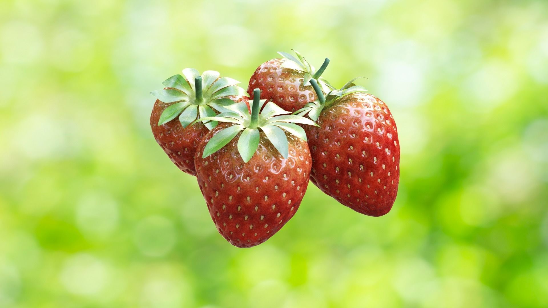 Strawberry three strawberries 3D model_4