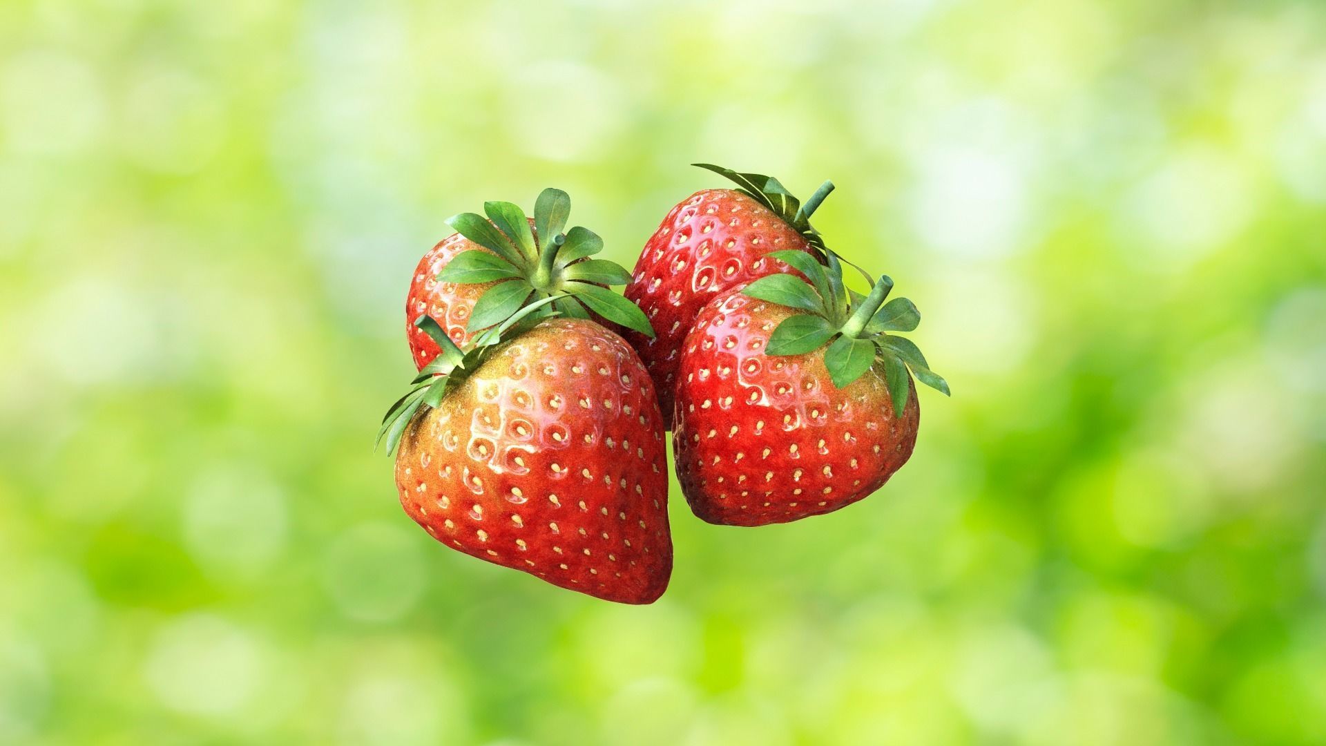 Strawberry three strawberries 3D model_2