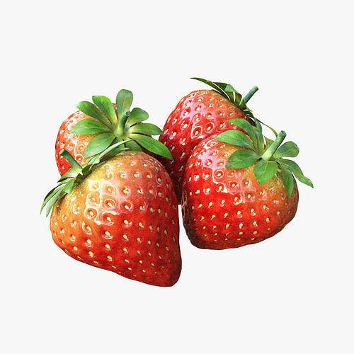 Strawberry three strawberries 3D model