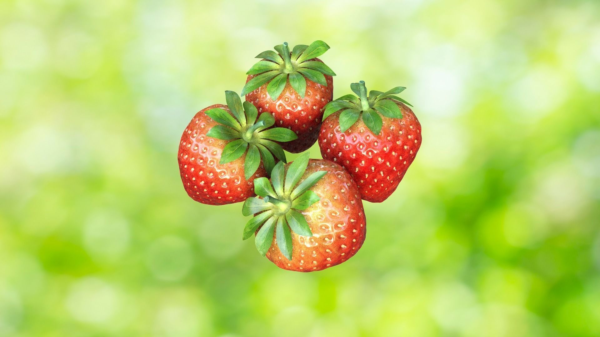 Strawberry three strawberries 3D model_5