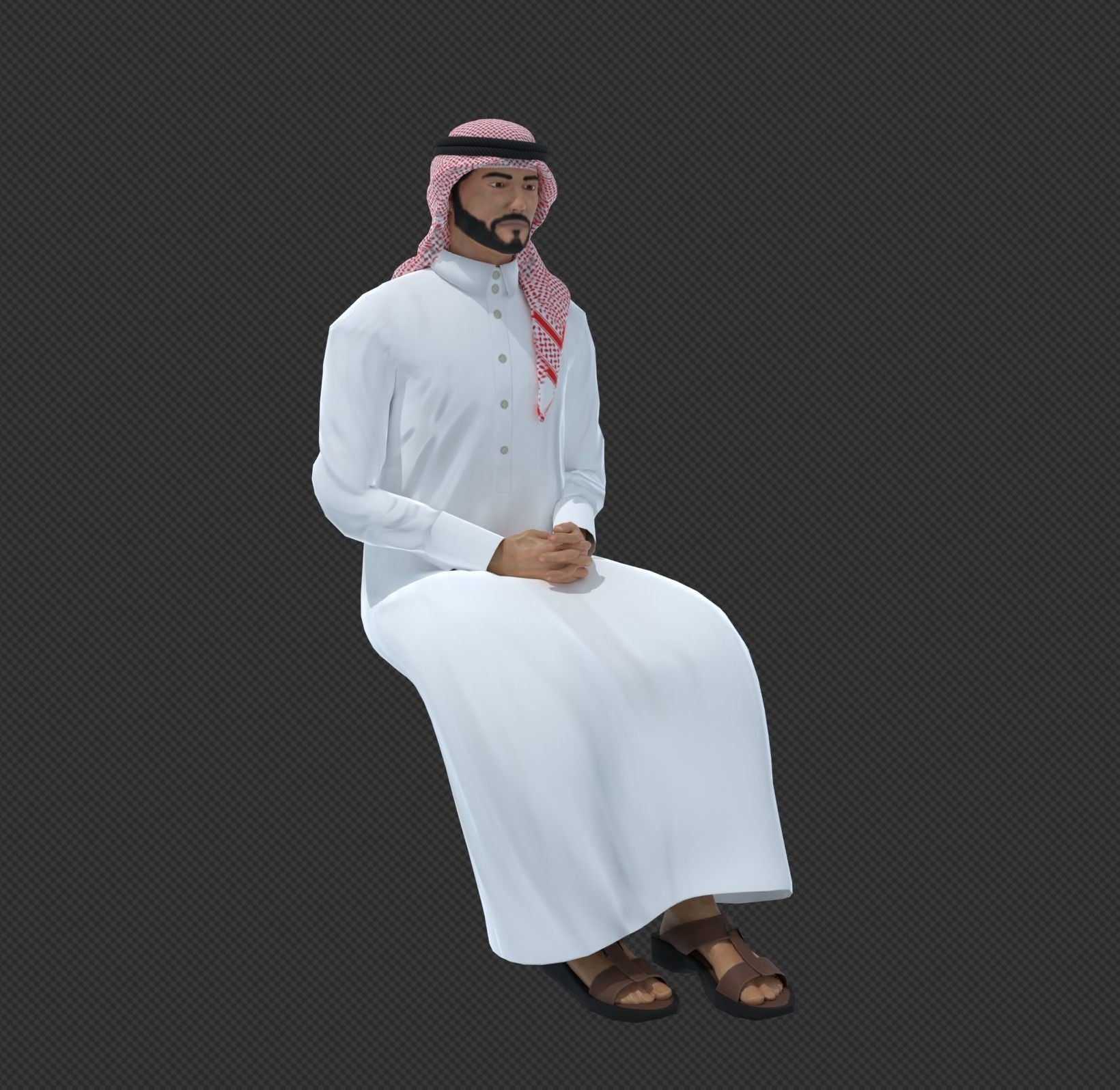 Arabic Male Character Low-poly 3D model_8