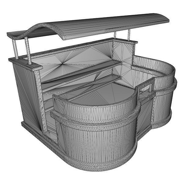 Cartoon Cafe Stall Low-poly 3D model_2