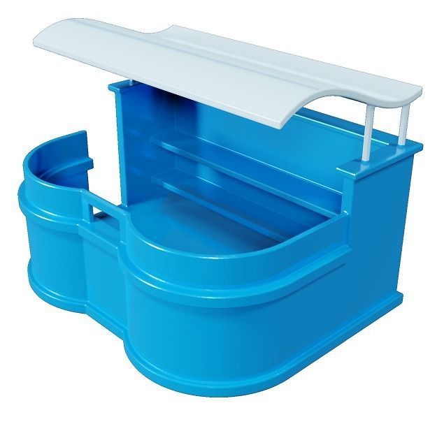 Cartoon Cafe Stall Low-poly 3D model_1