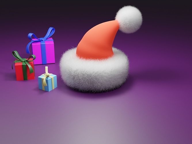  Santaclaus christmas hat and new Year gifts 3D print model