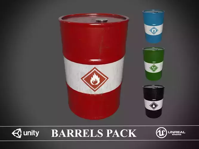 Metal Oil Barrel PBR Low-poly 3D model