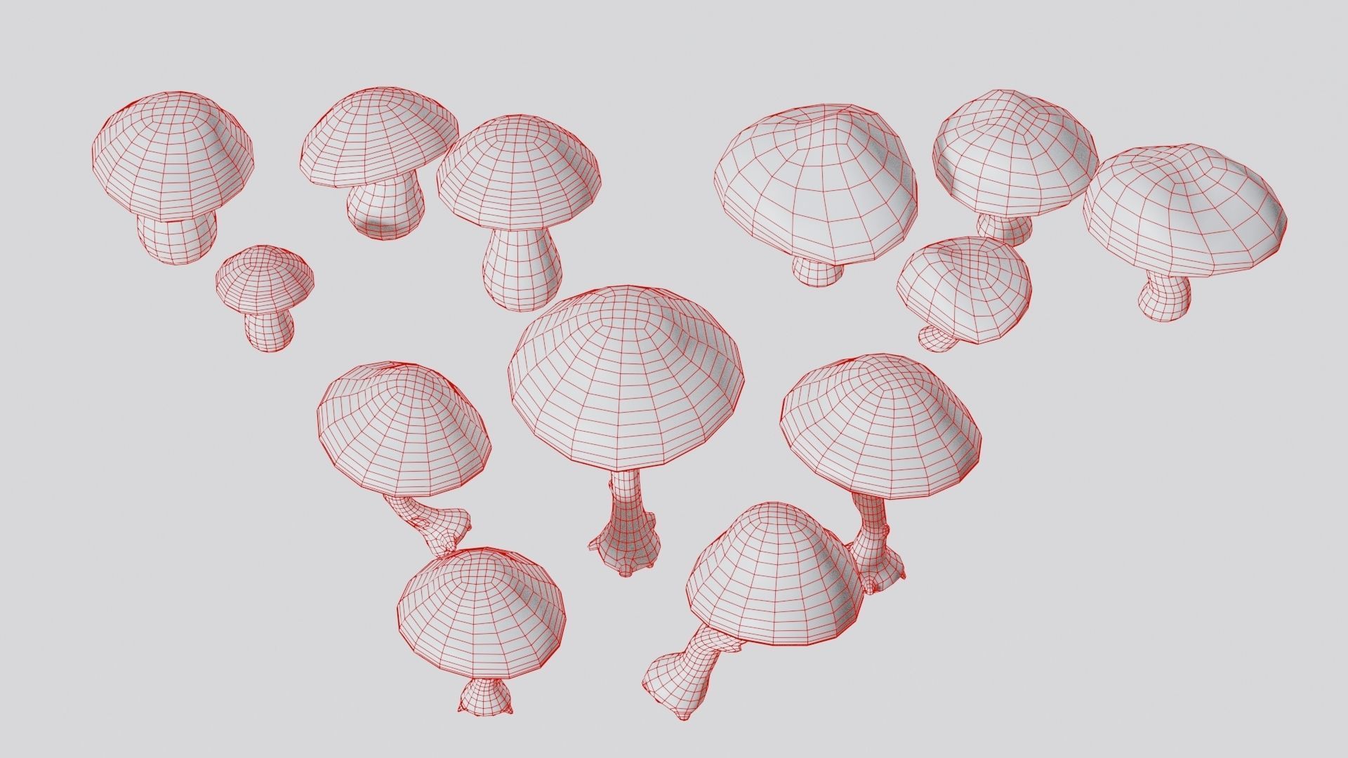 Mushrooms wooden mushroom Low-poly 3D model_11