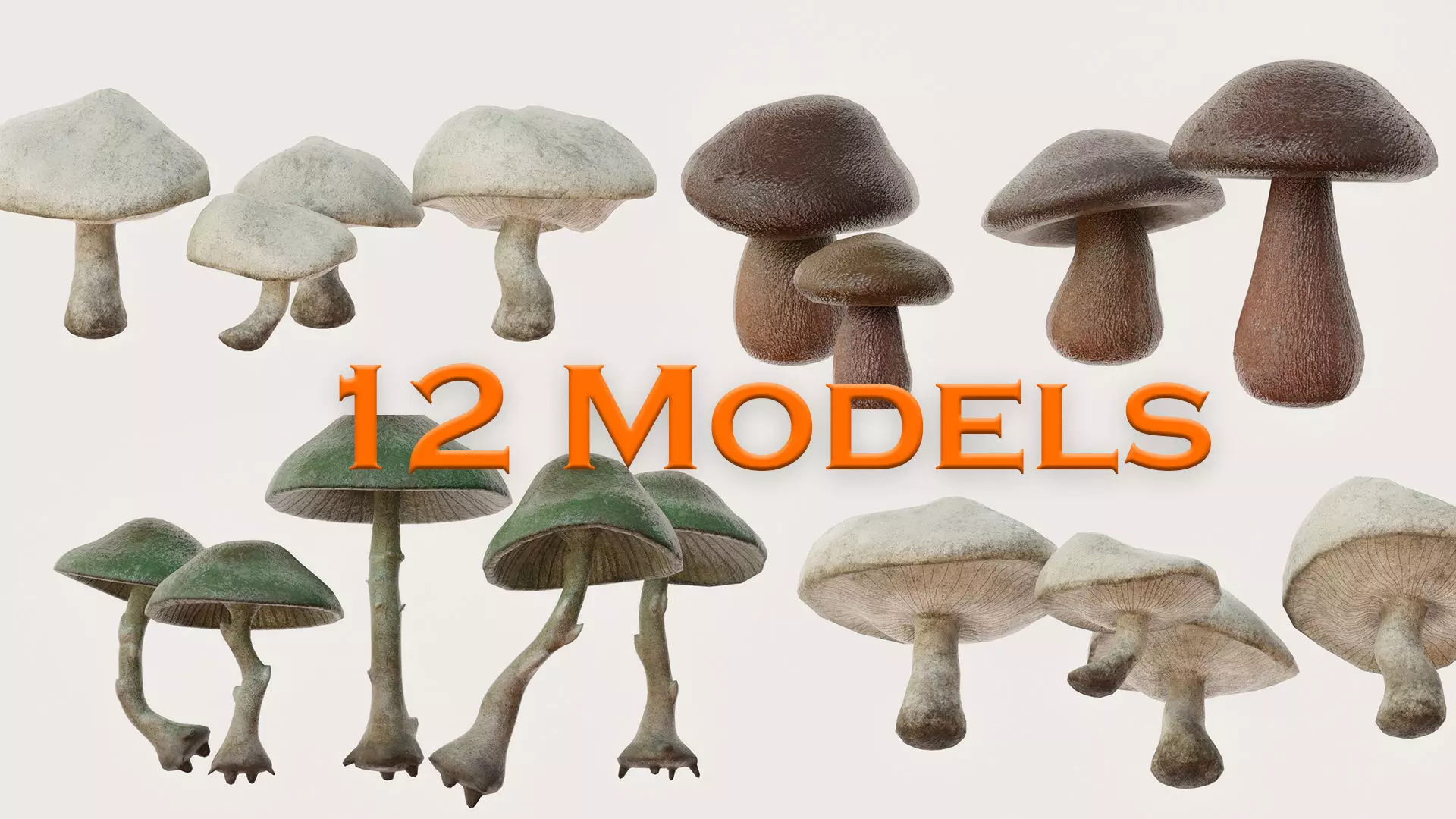 Mushrooms wooden mushroom Low-poly 3D model_0