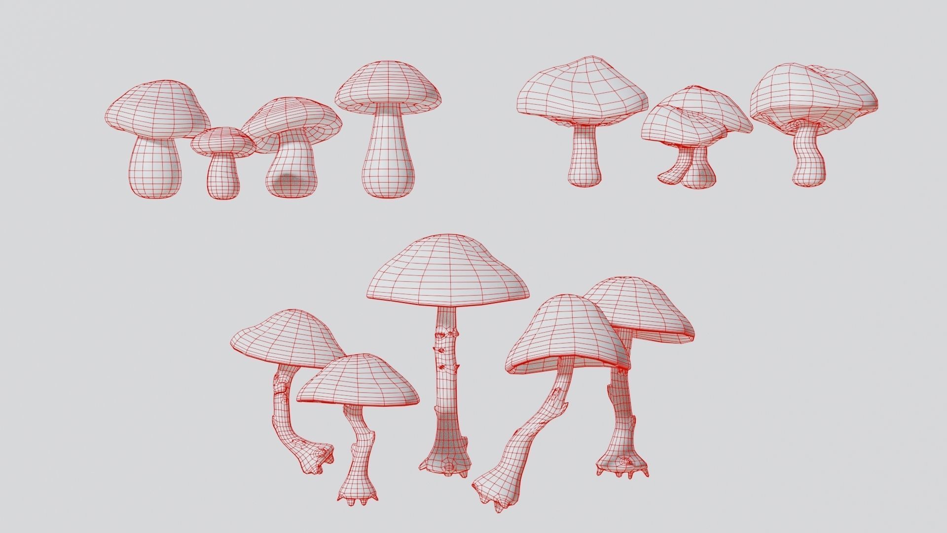 Mushrooms wooden mushroom Low-poly 3D model_7