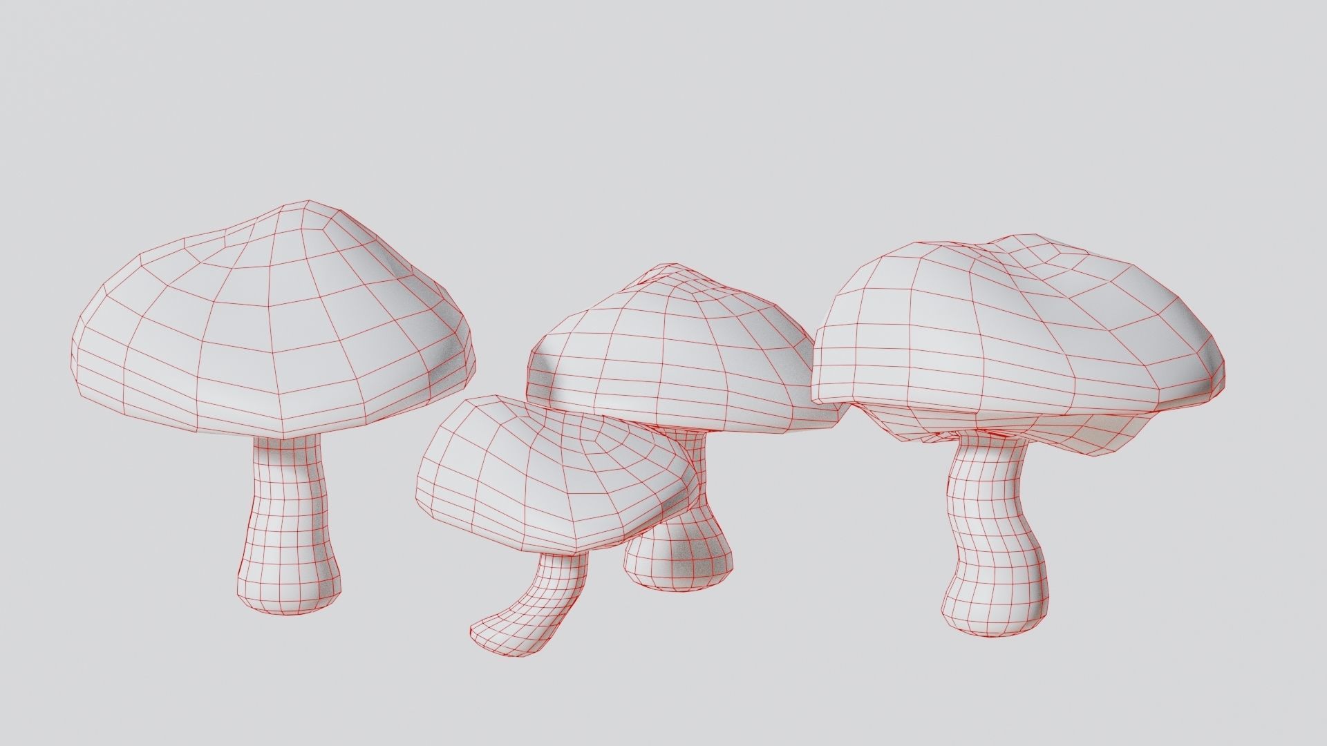 Mushrooms wooden mushroom Low-poly 3D model_9