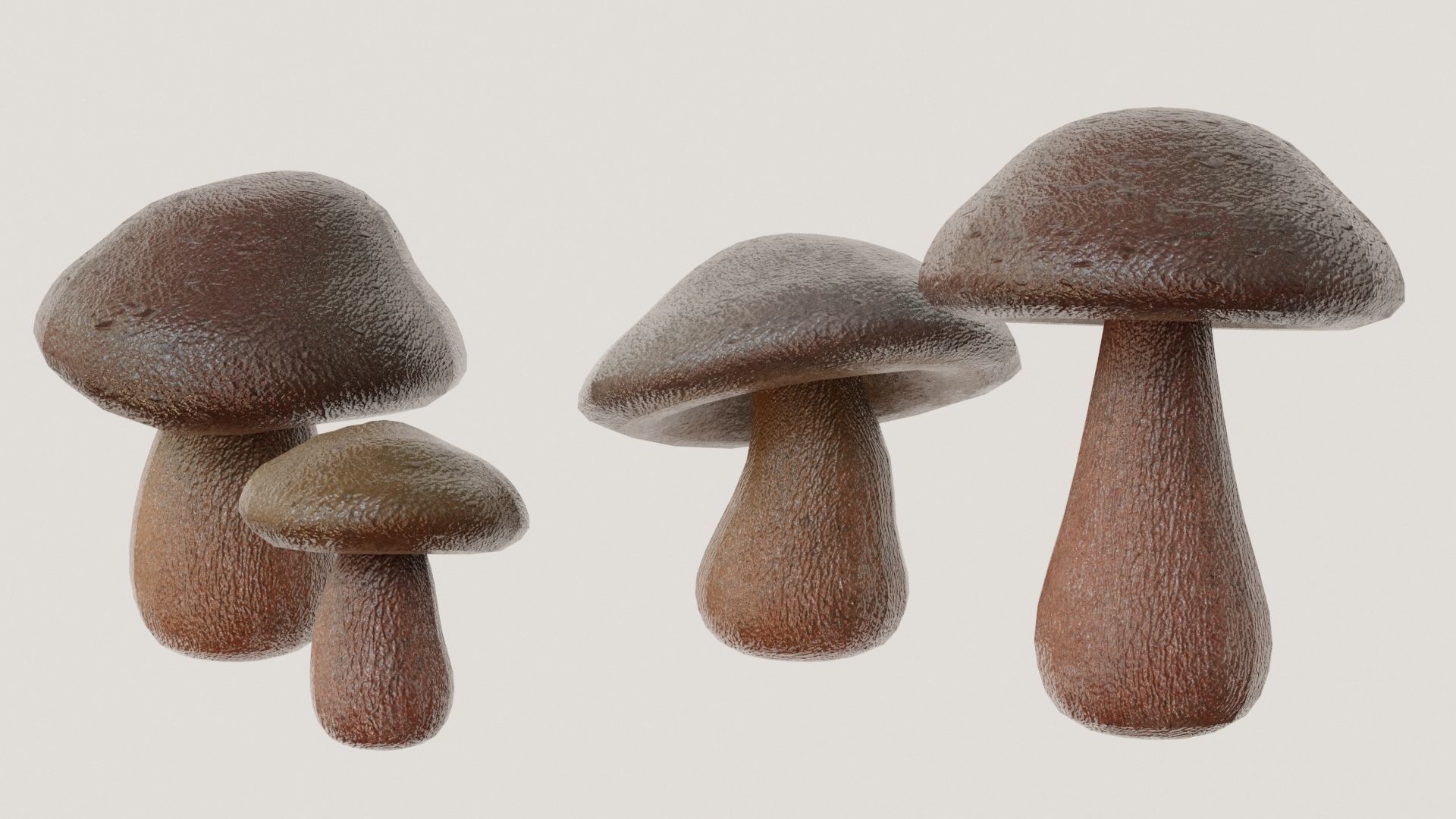 Mushrooms wooden mushroom Low-poly 3D model_2