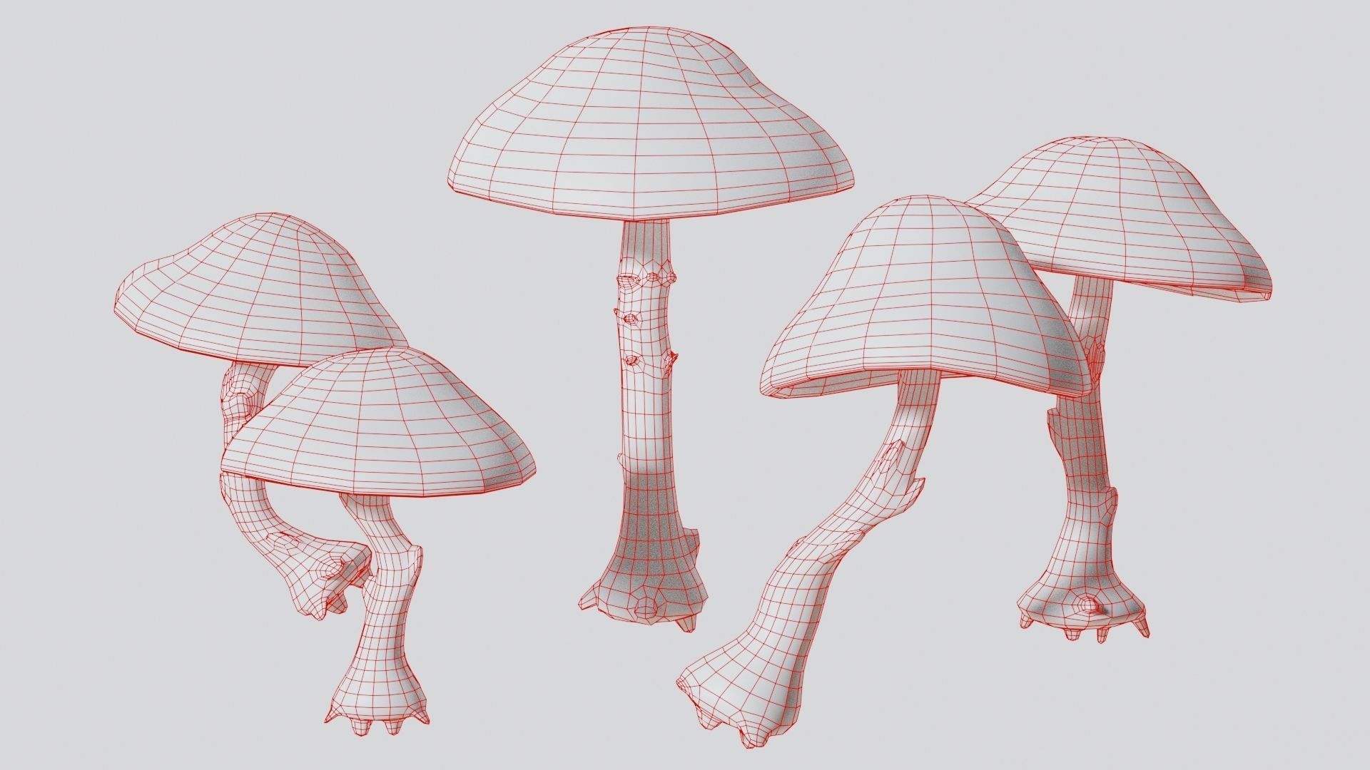 Mushrooms wooden mushroom Low-poly 3D model_10