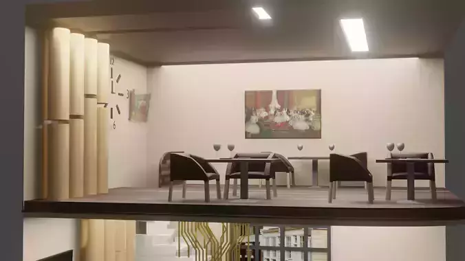 Modern cafe design 3D model