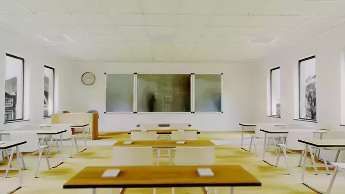 Classroom Baked Low-poly 3D model