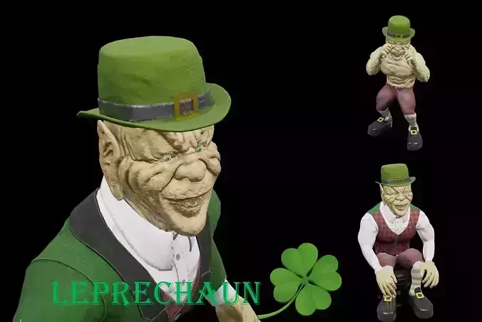 Leprechaun character Low-poly 3D model