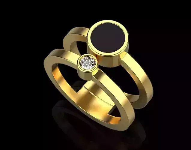 ring with diamond and enamel