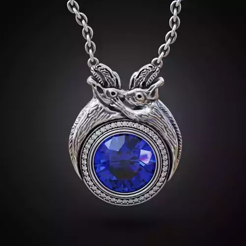 Diamond Pendant necklace squirrels 