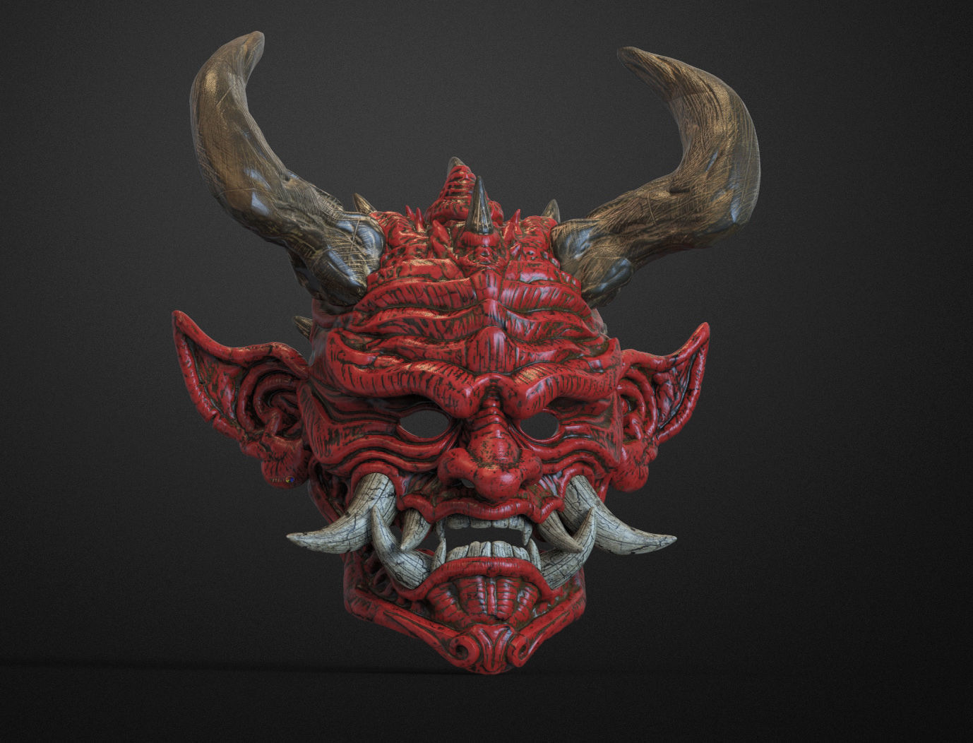 Japanese Hannya Mask Oni Demon Mask Samurai Mask 3D print model_2