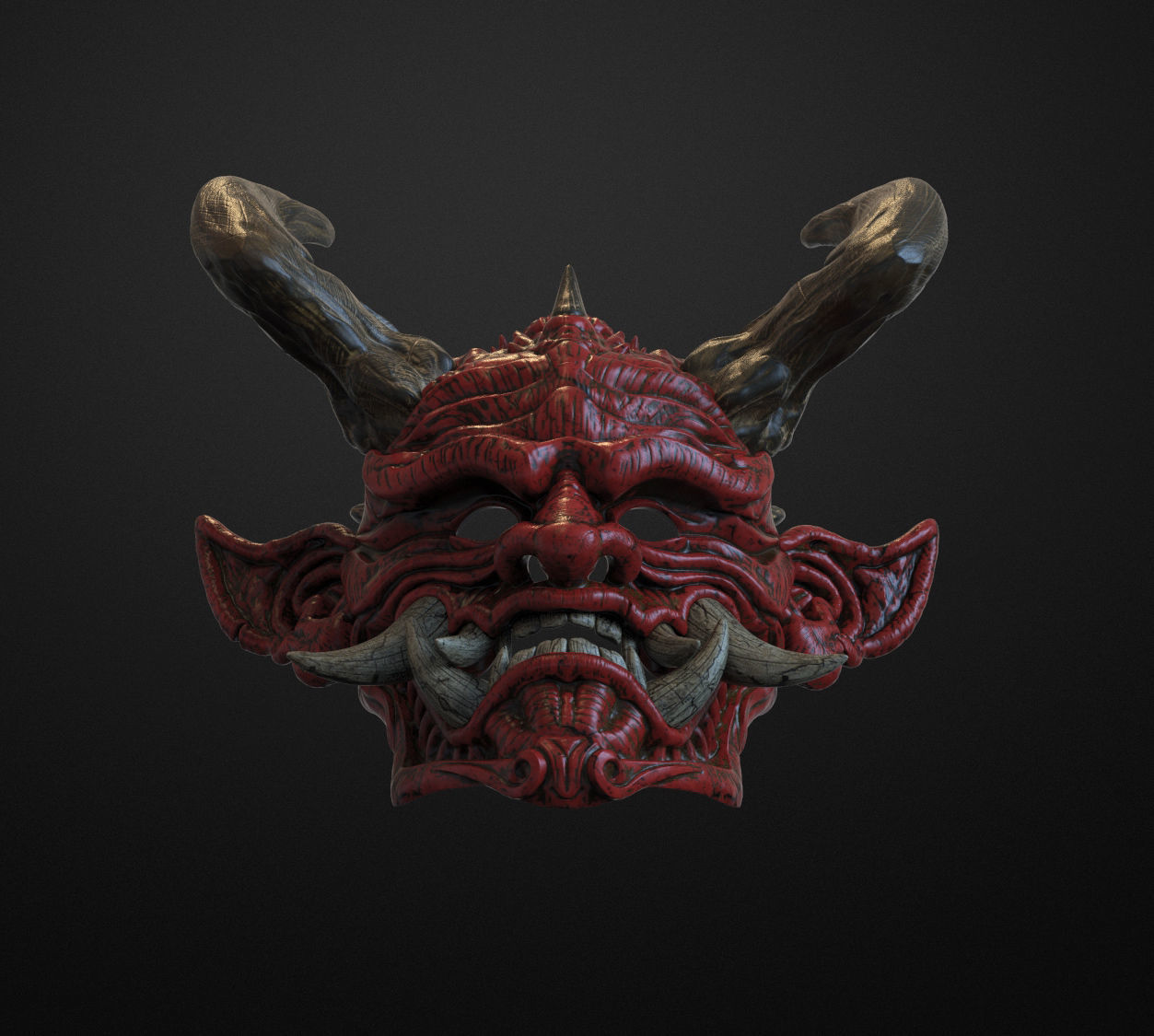 Japanese Hannya Mask Oni Demon Mask Samurai Mask 3D print model_5
