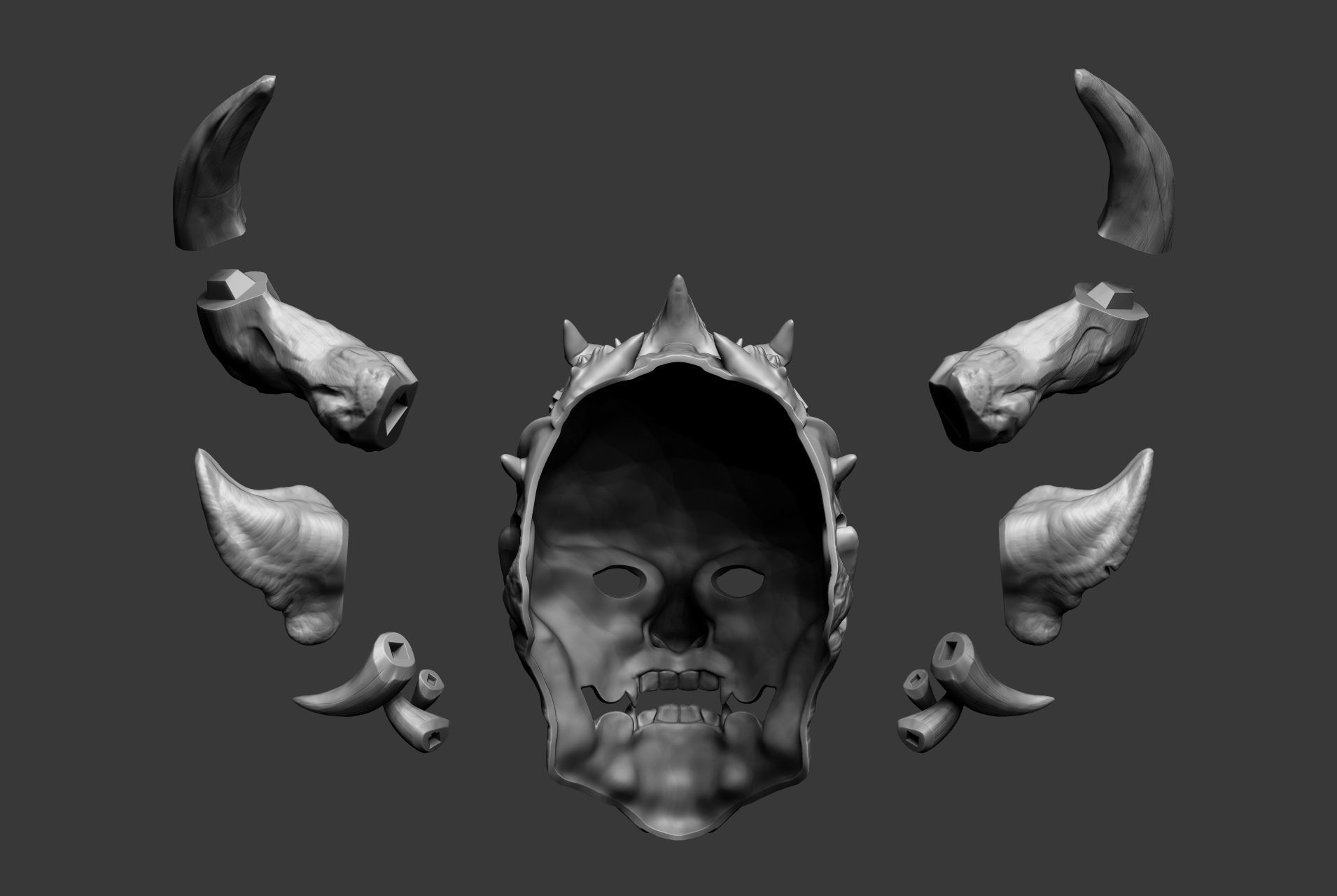 Japanese Hannya Mask Oni Demon Mask Samurai Mask 3D print model_17