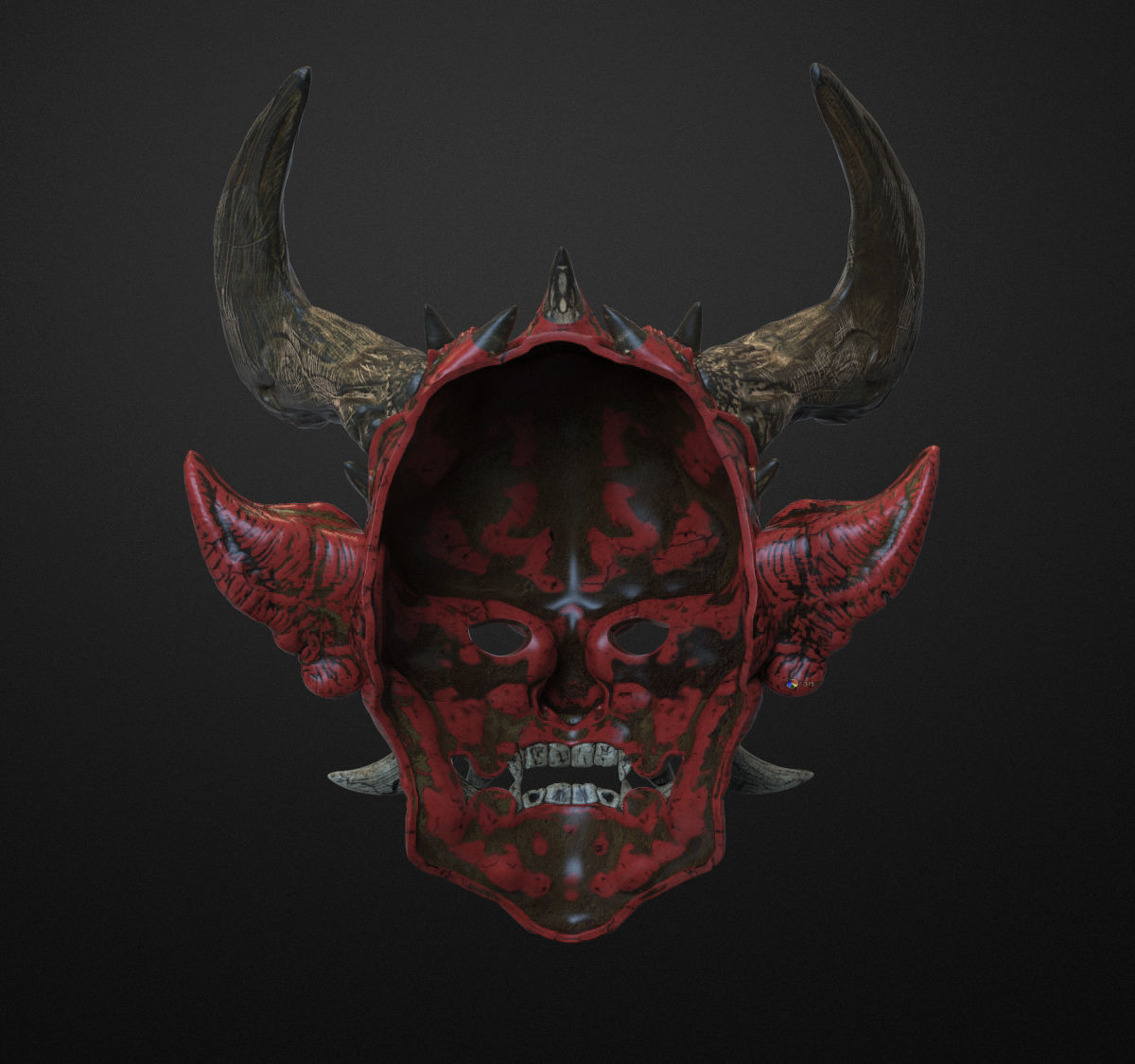 Japanese Hannya Mask Oni Demon Mask Samurai Mask 3D print model_8