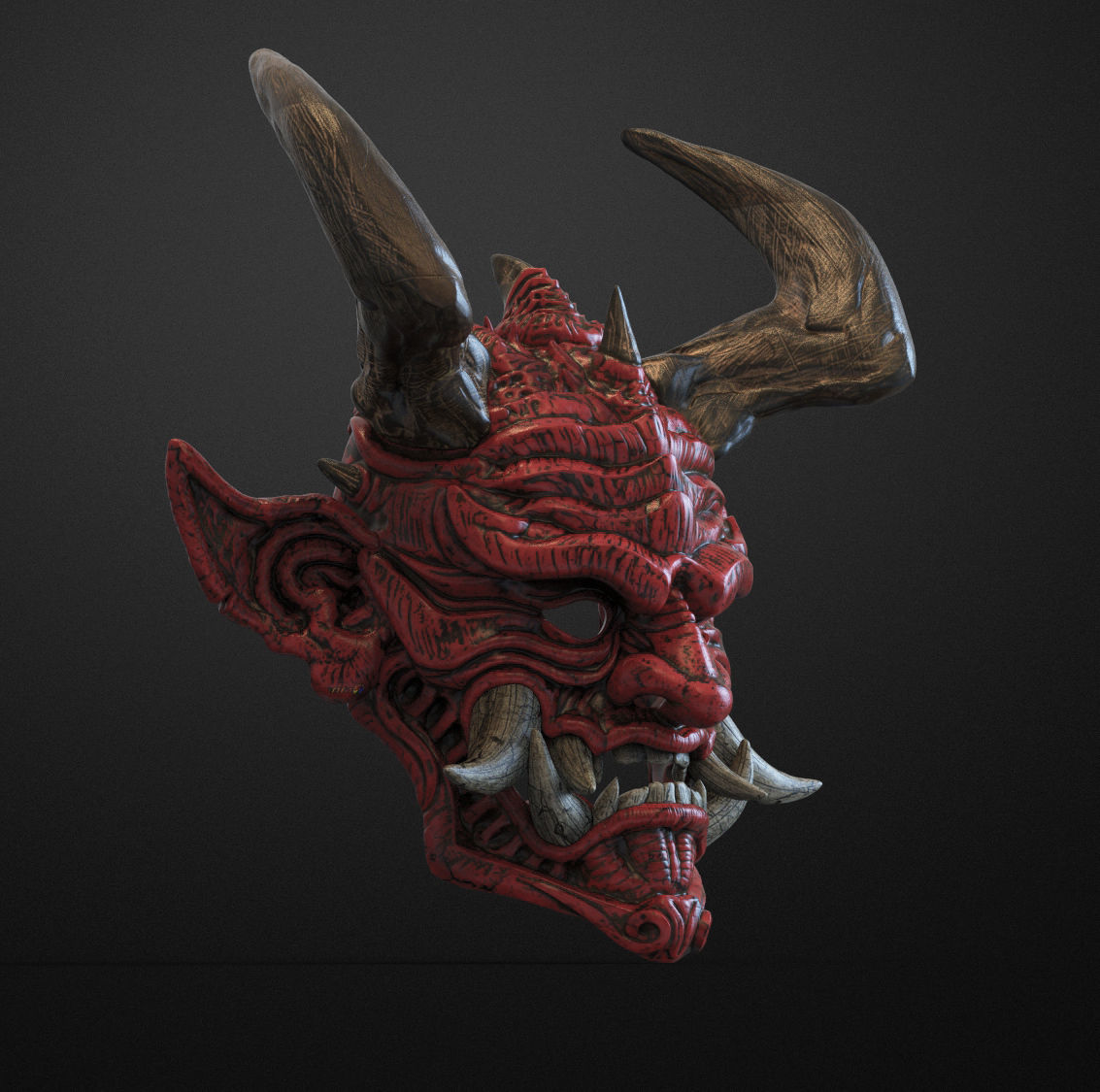 Japanese Hannya Mask Oni Demon Mask Samurai Mask 3D print model_4