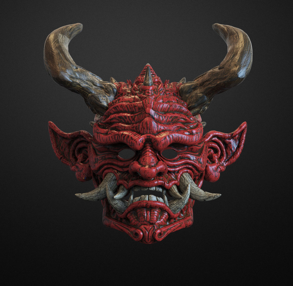 Japanese Hannya Mask Oni Demon Mask Samurai Mask 3D print model_6