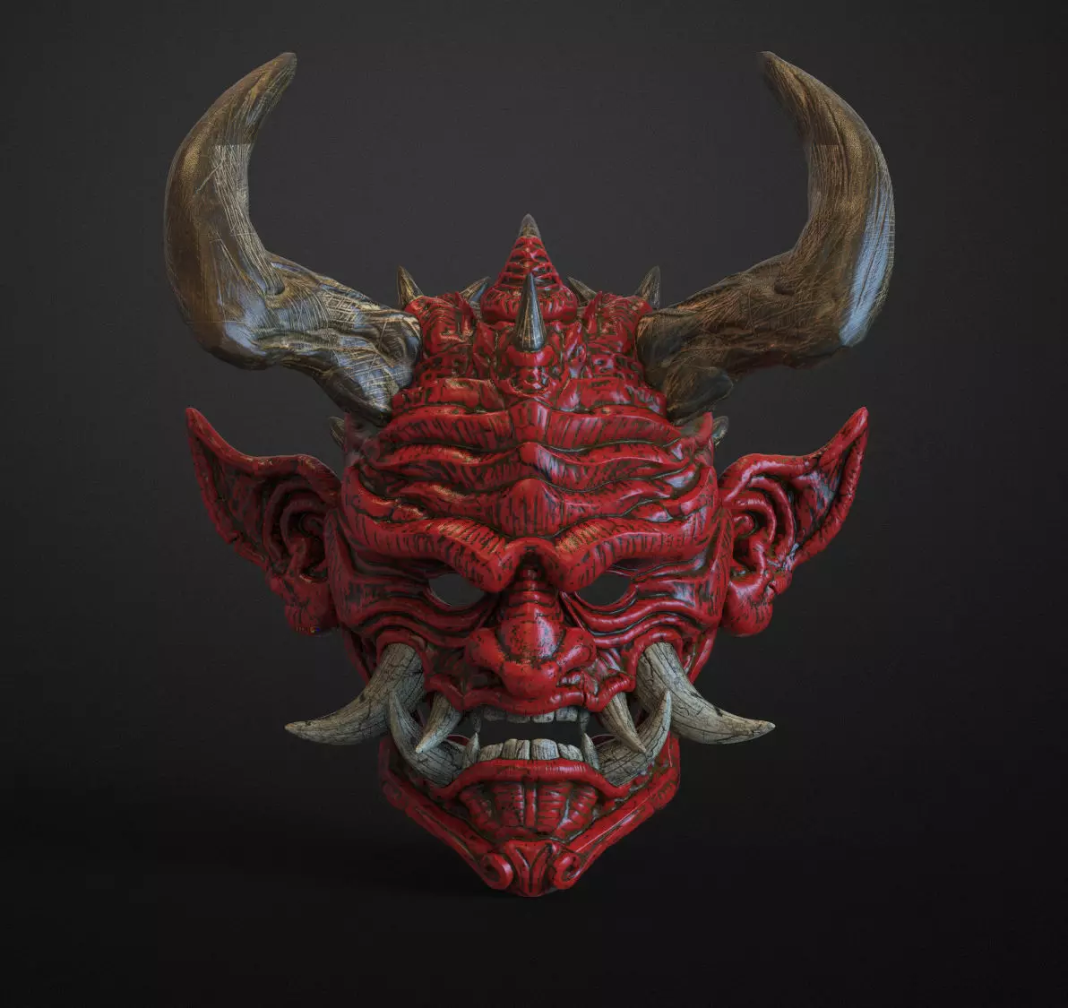 Japanese Hannya Mask Oni Demon Mask Samurai Mask 3D print model_0