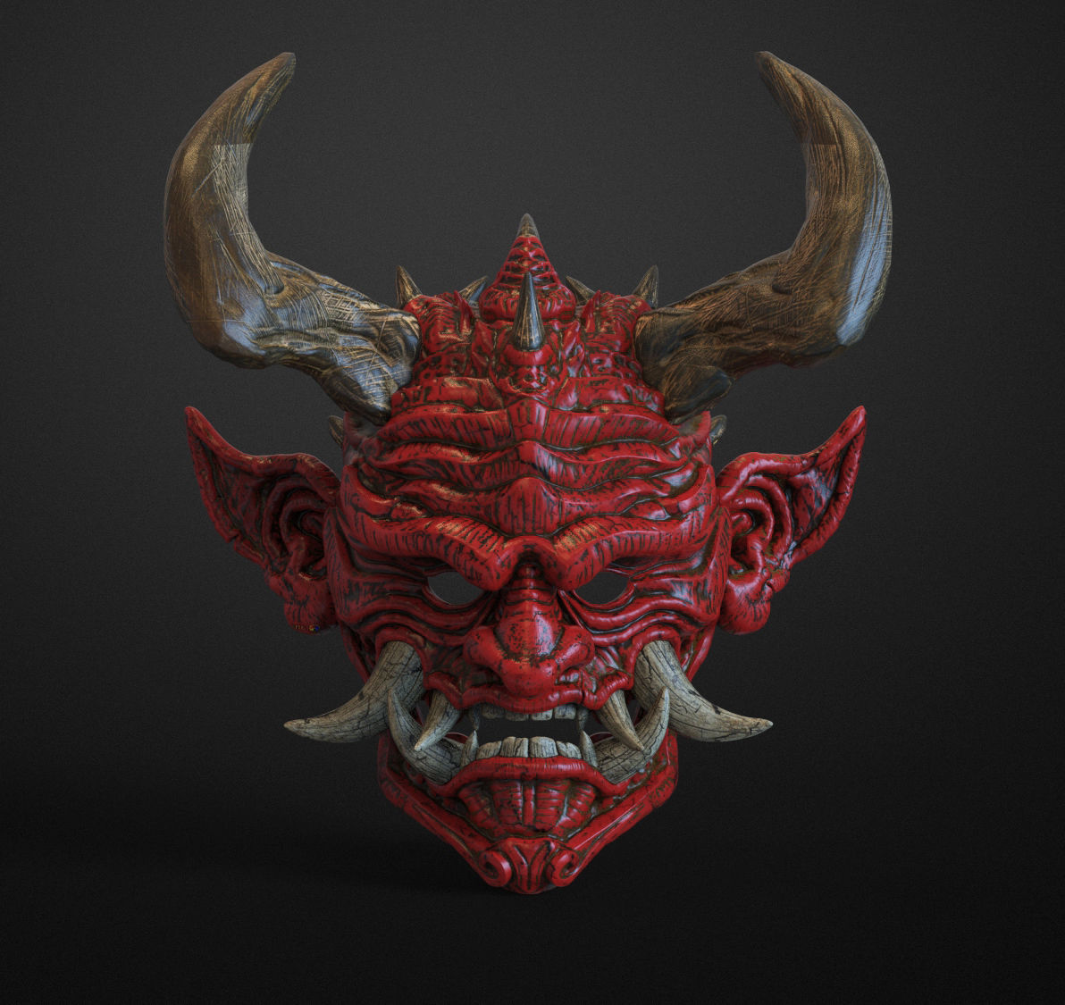 Japanese Hannya Mask Oni Demon Mask Samurai Mask 3D print model_0