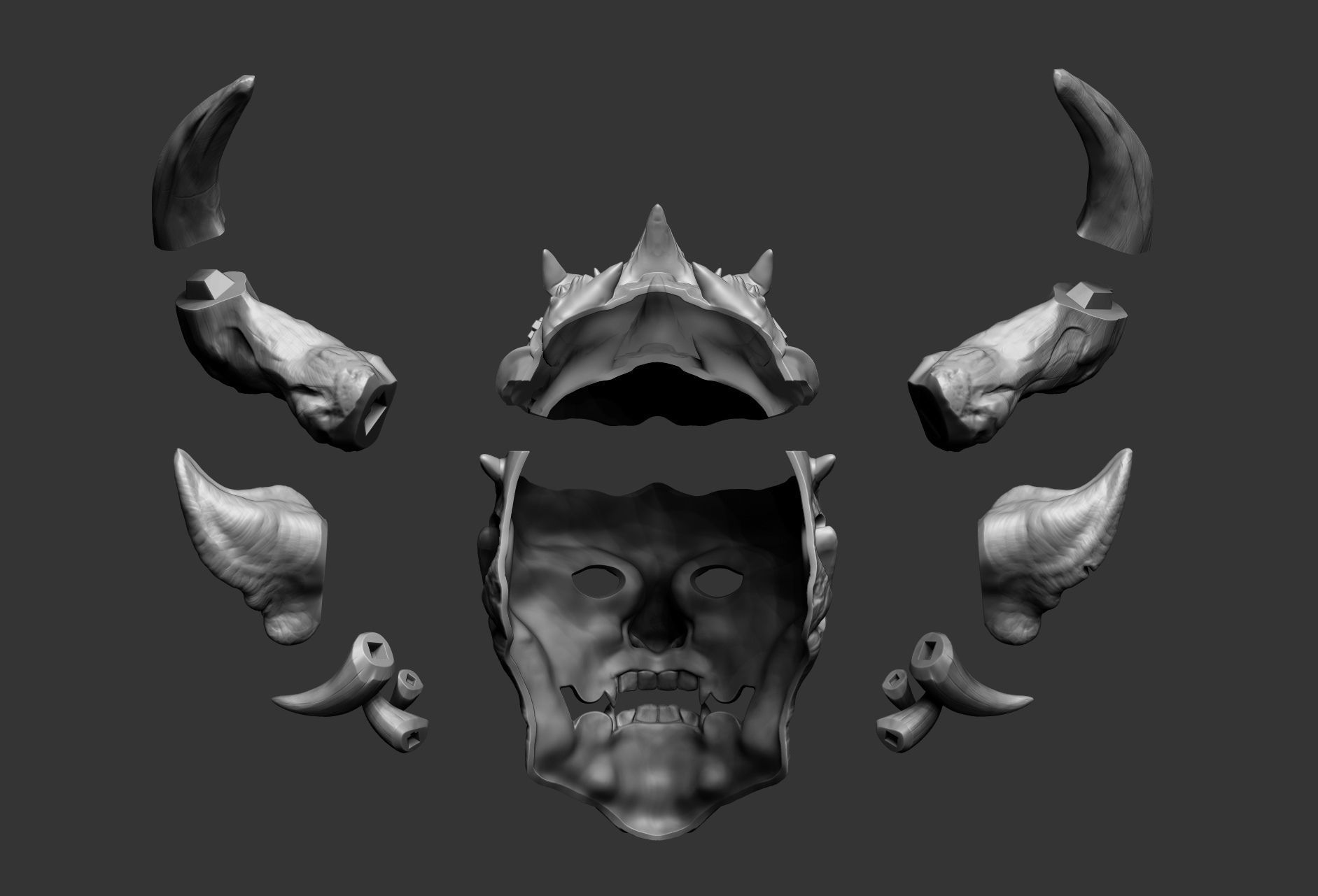 Japanese Hannya Mask Oni Demon Mask Samurai Mask 3D print model_18