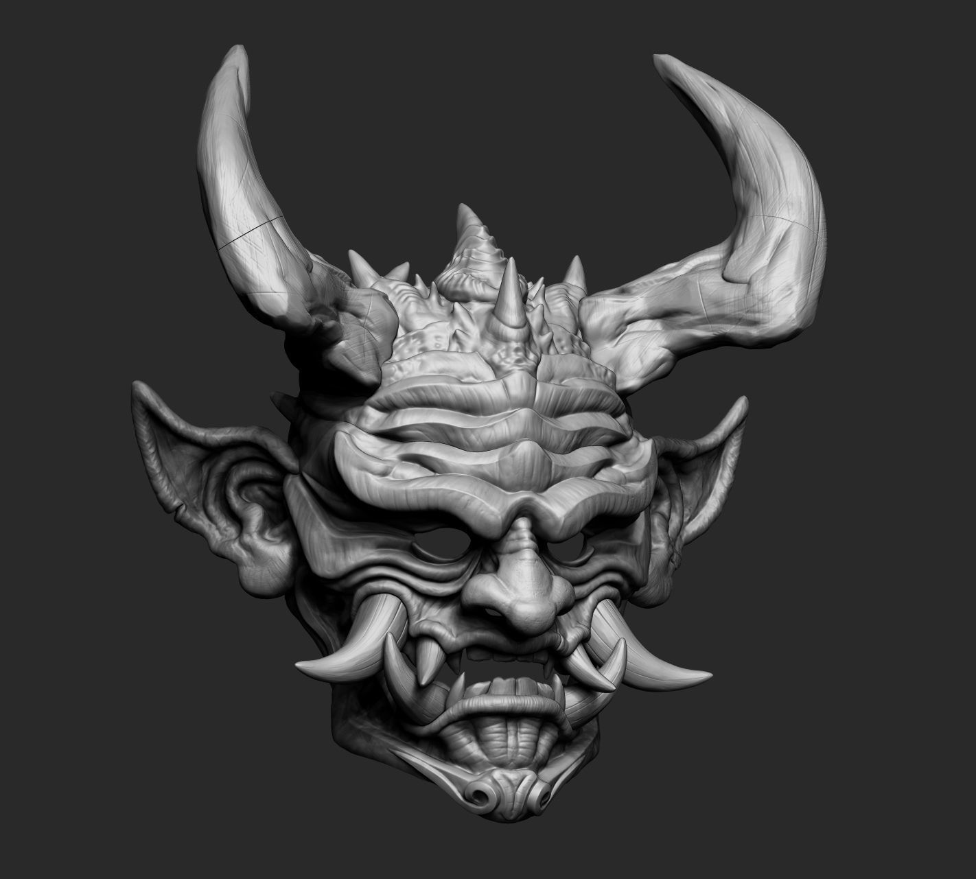 Japanese Hannya Mask Oni Demon Mask Samurai Mask 3D print model_12