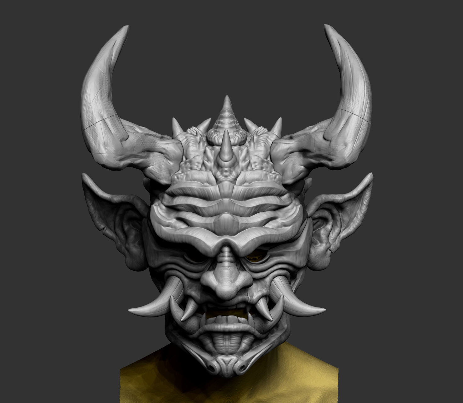 Japanese Hannya Mask Oni Demon Mask Samurai Mask 3D print model_9