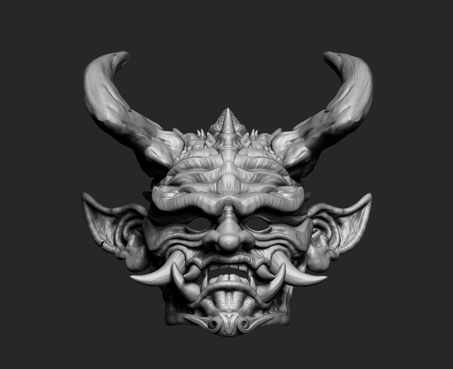Japanese Hannya Mask Oni Demon Mask Samurai Mask 3D print model_13