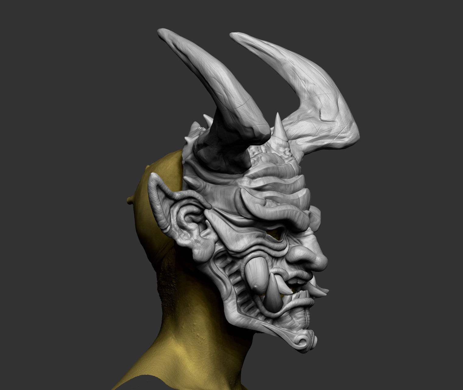 Japanese Hannya Mask Oni Demon Mask Samurai Mask 3D print model_10