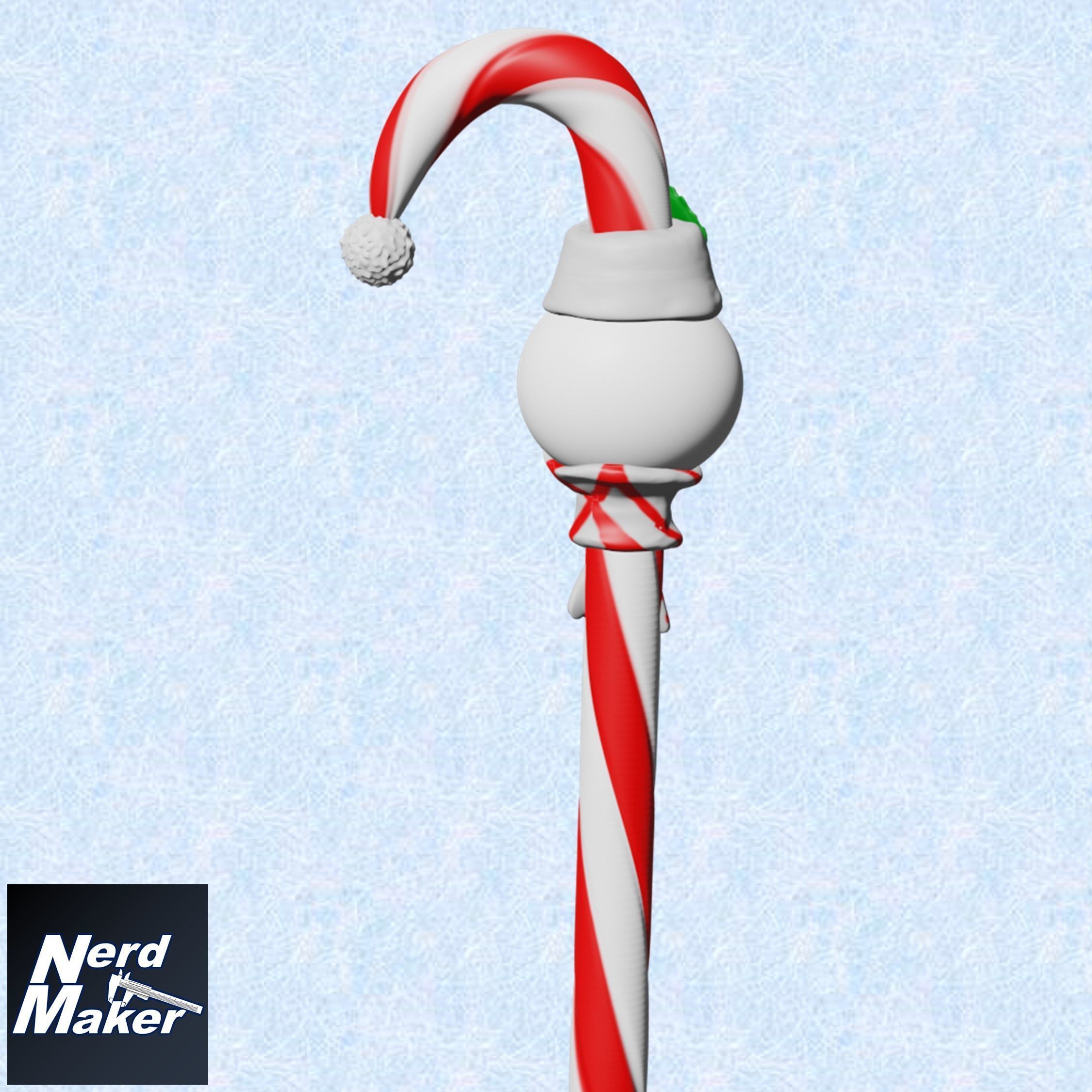 Snowman Candy Cane 3D print model_3