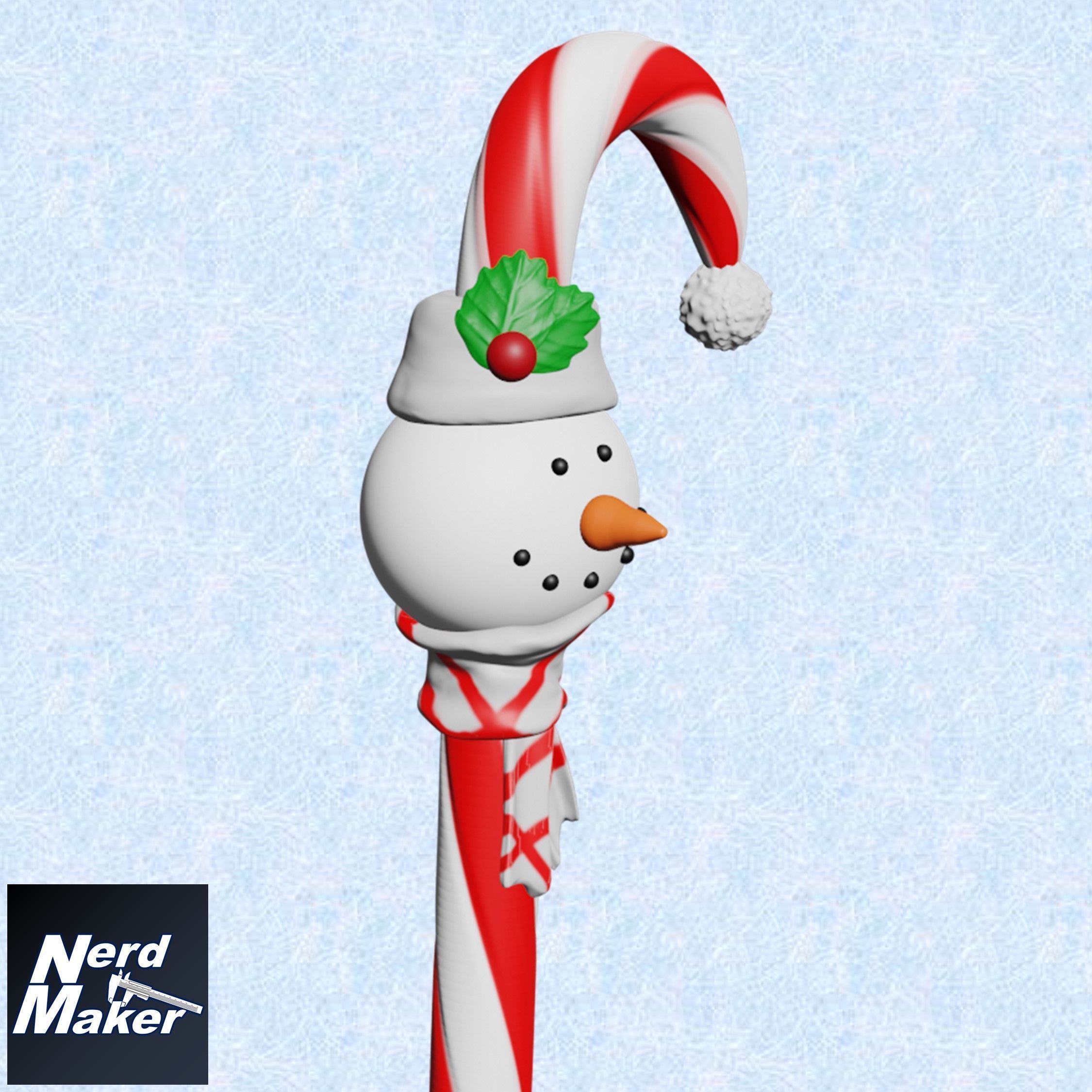 Snowman Candy Cane 3D print model_5