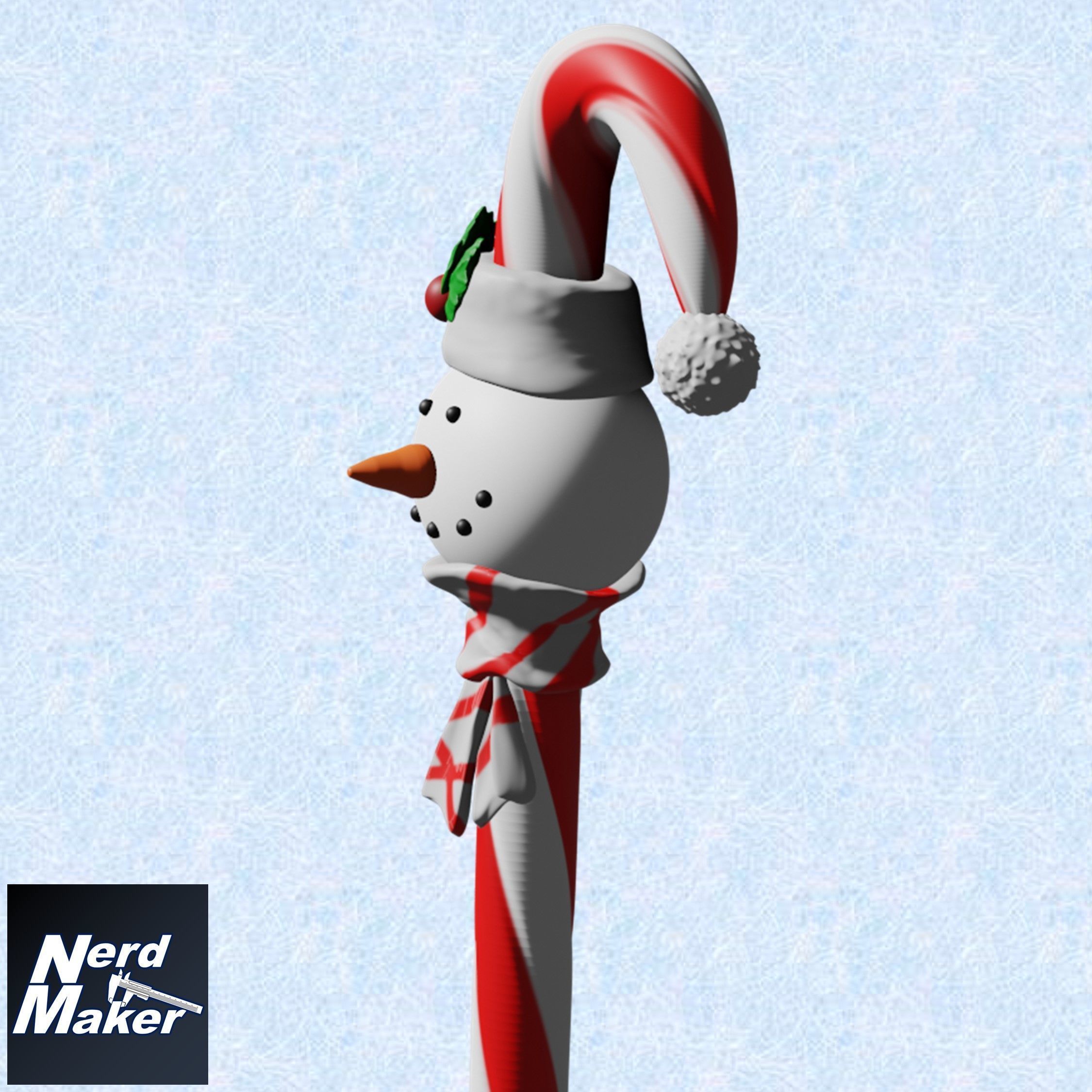 Snowman Candy Cane 3D print model_4