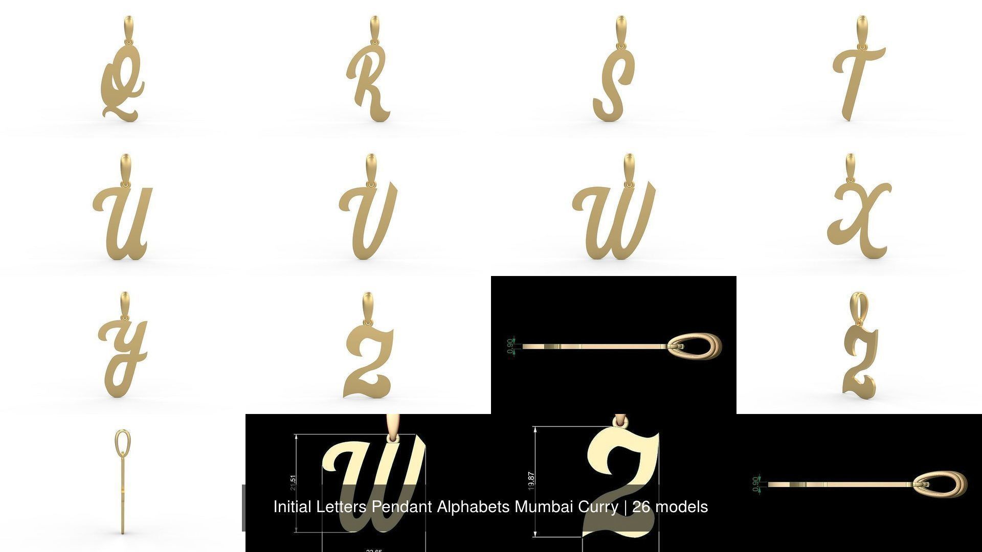Initial Letters Pendant Alphabets Mumbai Curry 3D Model Collection_2