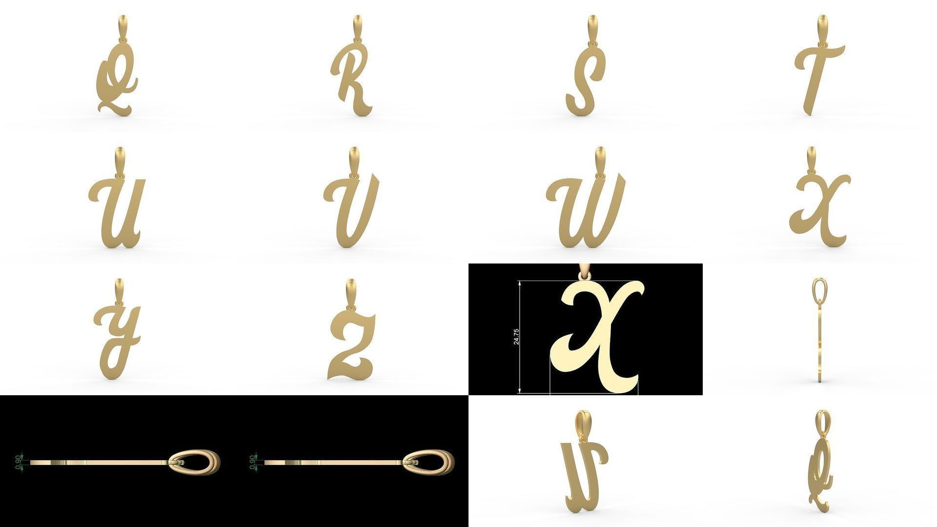 Initial Letters Pendant Alphabets Mumbai Curry 3D Model Collection_1