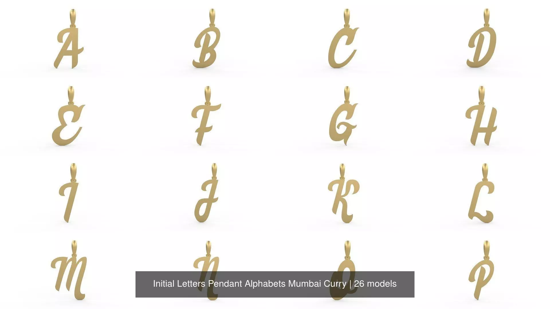 Initial Letters Pendant Alphabets Mumbai Curry 3D Model Collection_0