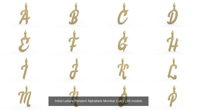 Initial Letters Pendant Alphabets Mumbai Curry 3D Model Collection