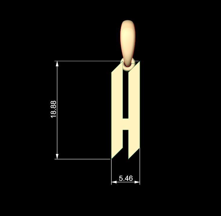 Initial Letters Pendant New Victoria H 3D print model_4