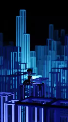 Voxelnight futuristic city - motion