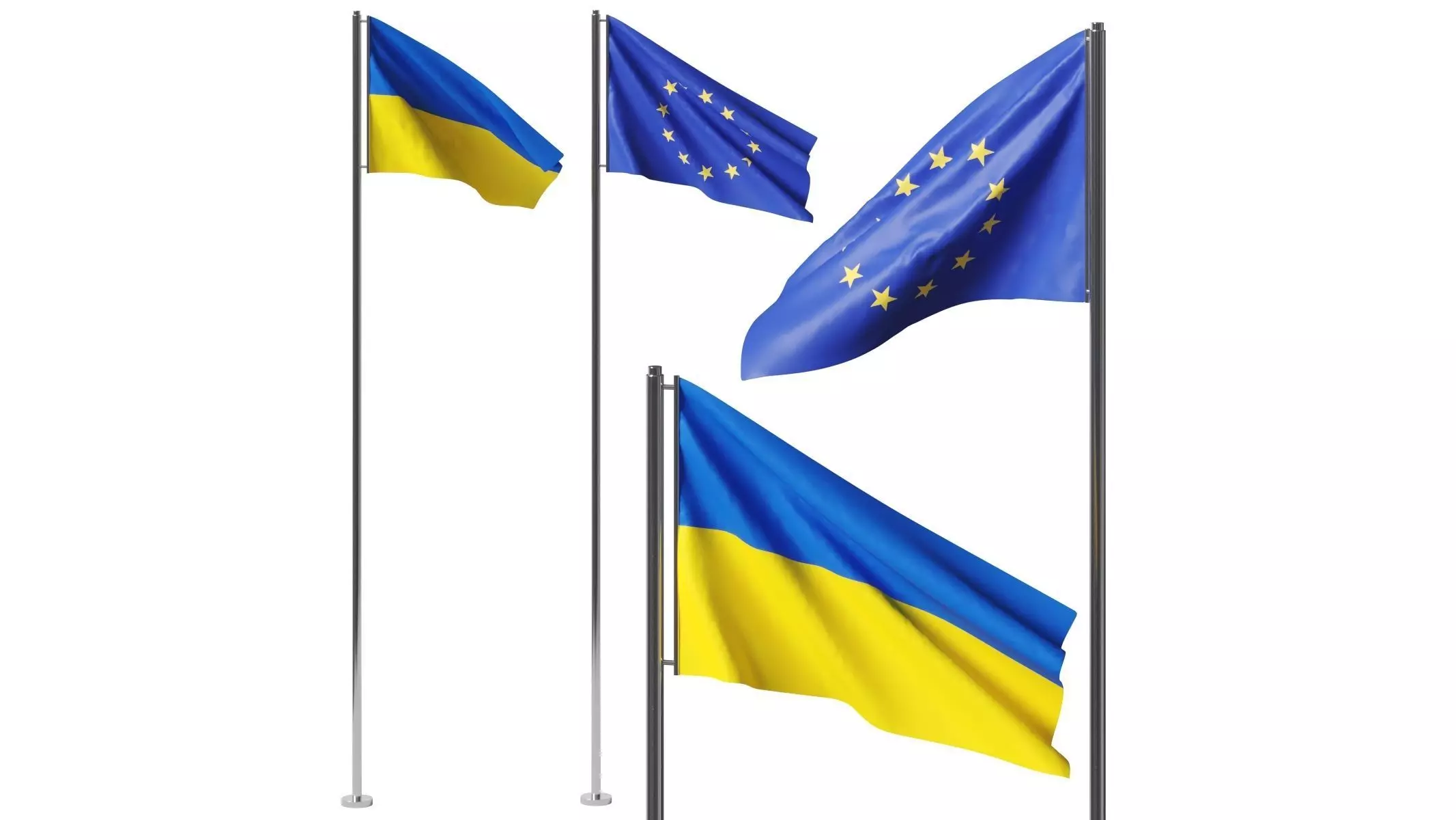 Flags - Ukraine - EU Free 3D model